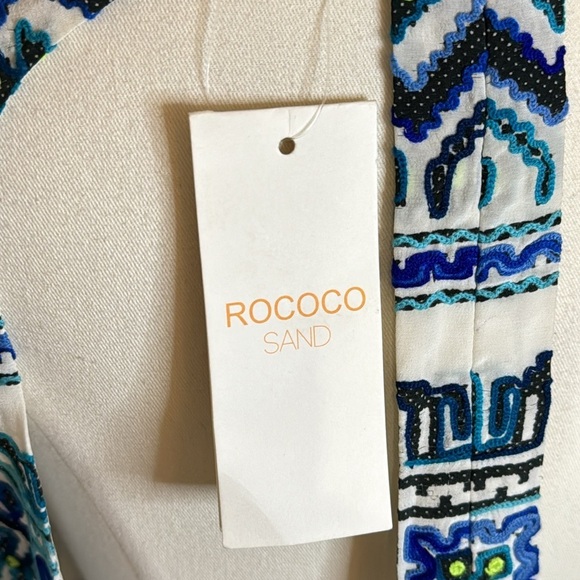 ROCOCO SAND 100% Silk Mini Dress Tassels Open Back size M Ruffles Vacation Party - Picture 6 of 13